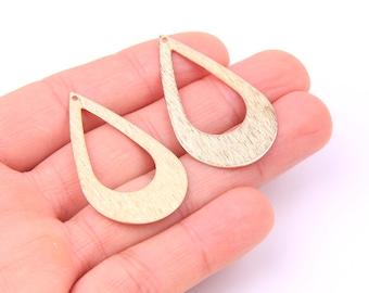 Brass earring charms-Teardrop shape Earring connector-Brushed Brass earring-geometry earring  findings-Jewelry Supplies-25*42mm D1284