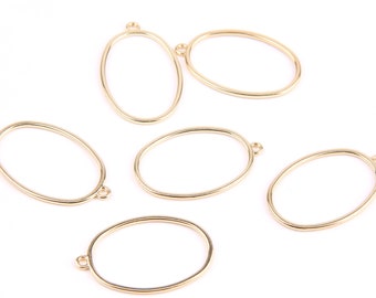 6PCS+  Gold Planted Zn Alloy Earring charm-oval shaped-Connector-Earring findings-Jewelry Supplies 21*34mm  ZL1036
