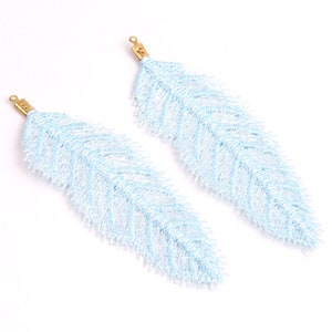 6PCS+  Embroidery leaf with brass Charms - Leaf shape earring pandent-earring Connector- earring findings-Jewelry Supplies -26*80mm-K1001C