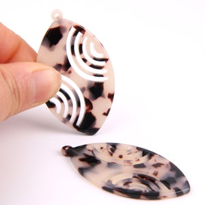 6PCS+ Tortoise Shell Acetate Acrylic Earring Charms-Navette Shaped Pendant-Light-Earring findings-jewelry supplies 29*49.5*2.5mm A1169F