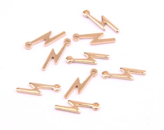 6PCS+ Raw Brass earring charms-Lightning shape-earring connector-Brass earring findings-Jewelry Supplies-necklace charm-4*16MM D1267