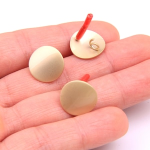 6PCS+ Matte gold Plated Alloy Earring charms-convex round shape Earring Stud/Post--Earring findings-connectors-Jewelry Supply15mm ZL1208