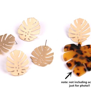 6PCS  Gold mat Planted Zn Alloy Earring charm-Earring Stud/Post-Monstera leaf shaped-Earring findings-Jewelry Supplies 24*28mm  ZL1025