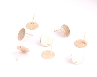10PCS+ Brass earring Stud/post Charms -Basis Stud Brushed gold plated stud-Earring findings- Jewelry Supplies -12mmx12mm- D1010