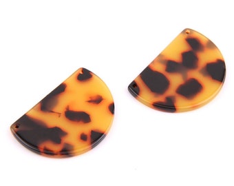 6PCS+ Tortoise Shell Acetate Acrylic Earring Charms with two holes - D-Shaped Pendant-Earring findings-jewelry supplies 33*23*2.5mm  A1038B