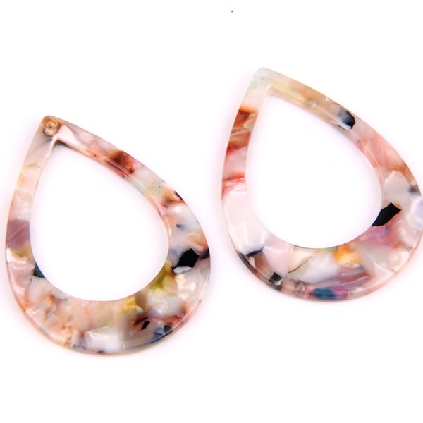 6pcs+ Tortoise Shell Earrings Acetate Acrylic Earring Charms  Teardrop Shaped Pendant  Earring Findings diy jewelly supply CS4051G