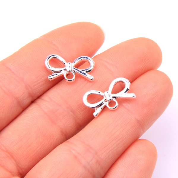 6PCS + Charms Saint-Valentin-Alliage plaqué argent Boucle d’oreille charme-Boucle d’oreille Clou / Post -Arc en forme de boucle d’oreille résultats Fourniture de bijoux15 * 9mm ZL1194B