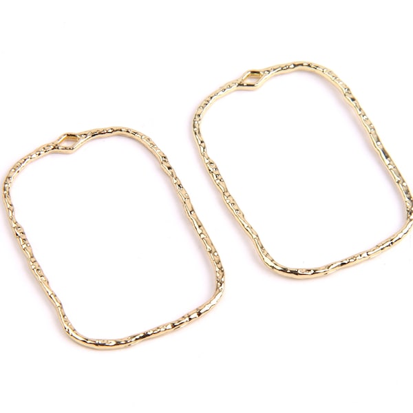 6PCS+  Gold Planted Zn Alloy Earring charm- Rectangle  shaped-earring hoop-Earring pendant findings-Jewelry Supplies 30*45mm  ZL1122B