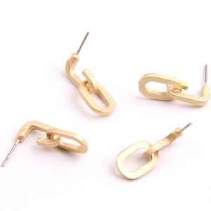 6PCS+  Matted gold Planted Zn Alloy Earring charm-Earring Stud/Post- Oval shaped-Connector-Earring findings-Jewelry Supply 8*20mm ZL1080