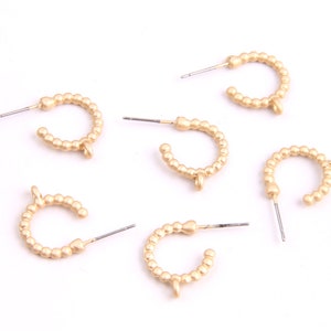 6PCS+ Matted gold Planted Zn Alloy Earring charm-Earring Stud/Post-Ball C shaped-Connector-Earring findings-Jewelry Supply 14*17mm ZL1078