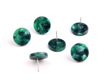 6PCS+ Tortoise Shell Acetate Acrylic Earring Stud without Hole -round shaped-stud earring -Earring findings-Jewelry Supplies 15mm A1334H