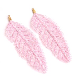6PCS+  Embroidery leaf with brass Charms - Leaf shape earring pandent-earring Connector- earring findings-Jewelry Supplies -26*80mm-K1001
