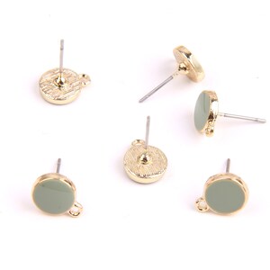 6PCS+ 10mm(0.39") KC Gold Planted Zn Alloy Earring charm-Earring Stud/Post- Round shaped-Connector-Earring findings-Jewelry Supplies ZL1095A
