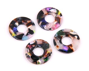 6PCS+ Tortoise Shell 26mm(1.02") Acetate Acrylic Earring Charms- Circle Shaped Pendant-Earring findings-jewelry supply A1160D