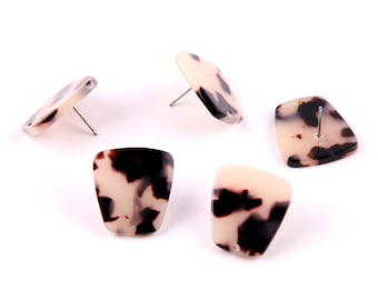 6PCS Tortoise Shell Acetate Acrylic Earring Stud/post charm- trapezoid shaped-connector-Earring findings-Jewelry Supplies 20*22mm A1088D