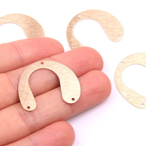 6PCS+ Raw Brass Charms-U-shape Earring connector-wire drawing-Brass earring accessories-earring findings-Jewelry Supplies-30*25MM D1252