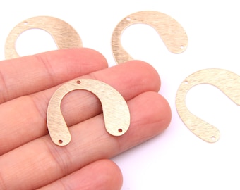 6PCS+ Raw Brass Charms-U-shape Earring connector-wire drawing-Brass earring accessories-earring findings-Jewelry Supplies-30*25MM D1252