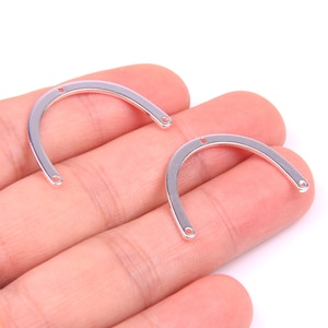 6PCS+ Silver plated Brass earring Charms-Arch Earring -3 holes earring connector-earring findings-Jewelry Supplies-29.5*20*0.8mm D1234B
