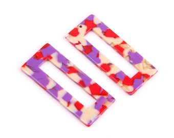 6PCS+ Tortoise Shell Earring charms-Acetate Acrylic- Rectangle  Shaped Pendant-Earring findings-  jewelry supply-48*20MM  CS1012L