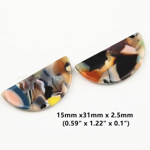 Acetate Acrylic Diy Earring Charms   Semicircle and D  Shaped Pendant Acetate Tortoise Shell charm  Earring findings  jewelry supply CS4001D