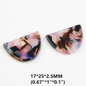 Acetate Acrylic Diy Earring Charms   Semicircle and D  Shaped Pendant Acetate Tortoise Shell charm  Earring findings  jewelry supply CS010J