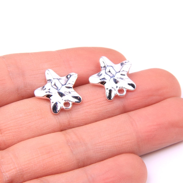 6PCS+  Silver Plated Zinc alloy Earring charm-Star Shape with earring post/stud-connector-earring findings-Jewelry Supplies 17mm  ZL1147B