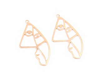 6PCS+ Brass earring Playface shape Earring charms Brass Earring connector pendant earring findings copper accessories jewelry supply D1198