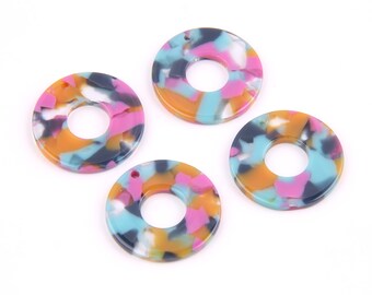 6PCS+ Tortoise Shell 26mm(1.02") Acetate Acrylic Earring Charms- Circle Shaped Pendant-Earring findings-jewelry supply A1160F