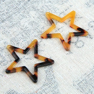 Acetate Acrylic Diy Earring Charms  Big Size Star  Shaped Pendant Acetate Tortoise Shell charm  Earring findings  jewelry supply CS2026A