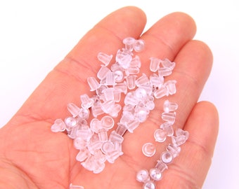 200PCS+  Clear Selica Gel Plastic Earring Backs Earring Nuts Ear Post Stoppers Soft earring back   D1003C