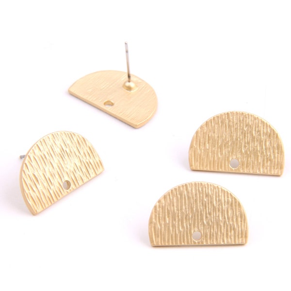 6PCS+ Matted Gold Planted Zinc alloy Earring charm-semiround Shape earring post/stud-earring  findings-Jewelry Supplies20*13mm  ZL1145