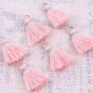 12pcs+ Light Pink Earring cotton tassels-2.2-2.5cm mini tassels- tiny cotton thread tassels- tassels charm- jewelry supply-Wholesale TT1003E