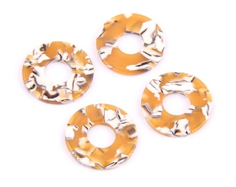6PCS+ Tortoise Shell 26mm(1.02") Acetate Acrylic Earring Charms- Circle Shaped Pendant-Earring findings-jewelry supply A1160E