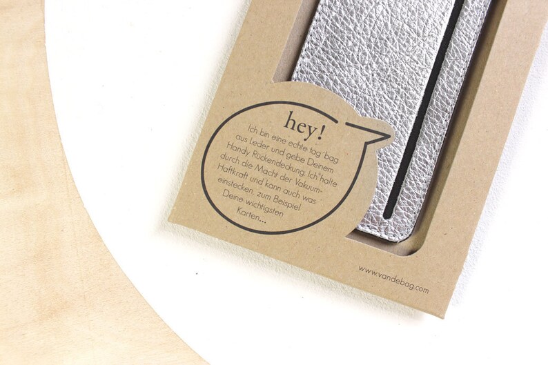 slim purse for the back of your iphone made of silver leather silver leather case for iphone 5 iphone 5s or iphone SE Made in Berlin