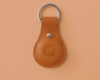 Leder Airtaghülle orange // Airtag Case Leder // Airtaganhänger aus orangefarbenem Leder für Airtags // Airtag Schlüsselring mit Initialen