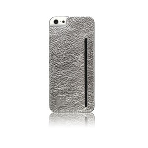 slim purse for the back of your iPhone made of silver leather / silver leather case for iPhone 5, iPhone 5s or iPhone SE / Made in Berlin image 1