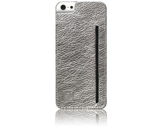 slim purse for the back of your iphone made of silver leather / silver leather case for iphone 5, iphone 5s or iphone SE / Made in Berlin