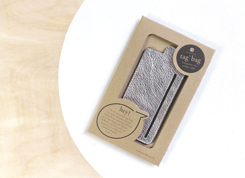 slim purse for the back of your iphone made of silver leather silver leather case for iphone 5 iphone 5s or iphone SE Made in Berlin