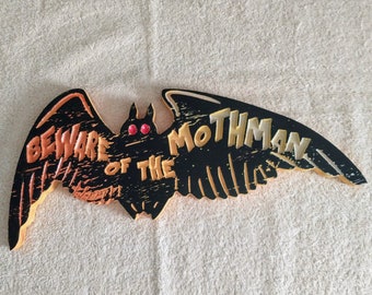 Beware of the Mothman Plaque - Black and Yellow