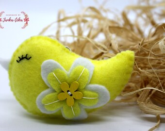 Easter bird, Yellow bird, Easter bird decoration, Spring decor, Home decor, Easter signs and decor, Felt bird, Felt hanging ornament