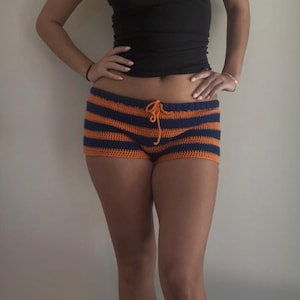 Low waisted Crochet Micro Striped Shorts