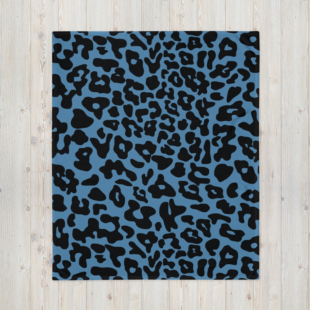 Blue Leopard Print Throw Blanket Animal Print Throw 50x60inch Etsy