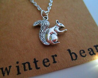 silver squirrel necklace