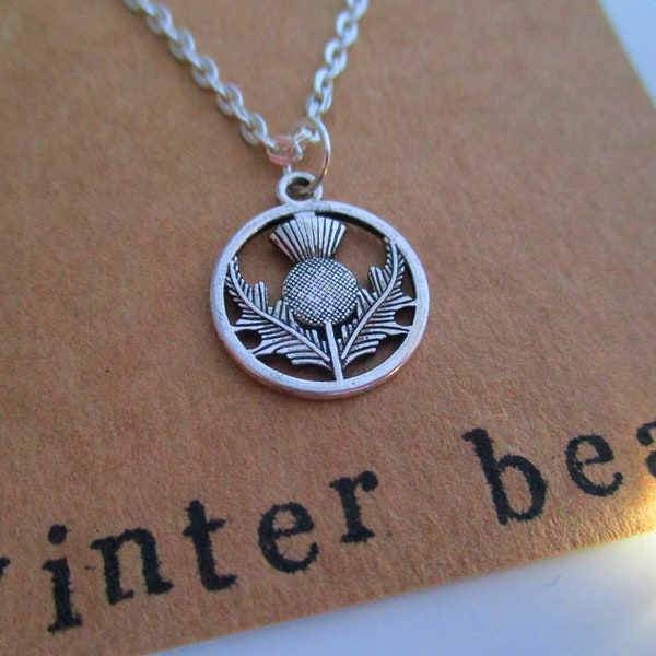 Personalised Thistle Necklace - Friend Gift - Scottish - Scotland - Silver - Jewellery - Jewelry - Birthday Gift - Loved One - Sister - Mum