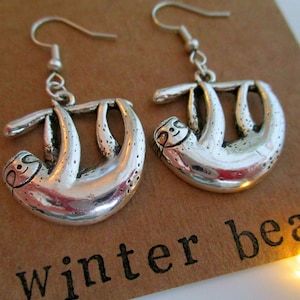 Personalised Sloth Earrings - Cute - Custom - Sterling Silver - Jewellery - Jewelry - Birthday Gift - Christmas - Gift - Friend - Loved One