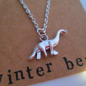 Personalised Dinosaur Necklace - Friend Gift - Herbivore - Custom - Silver - Jewellery - Jewelry - Birthday Gift - Christmas - Vegan Gift