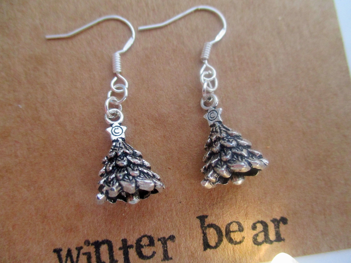 Personalised Christmas Tree Earrings Forest Sterling Etsy