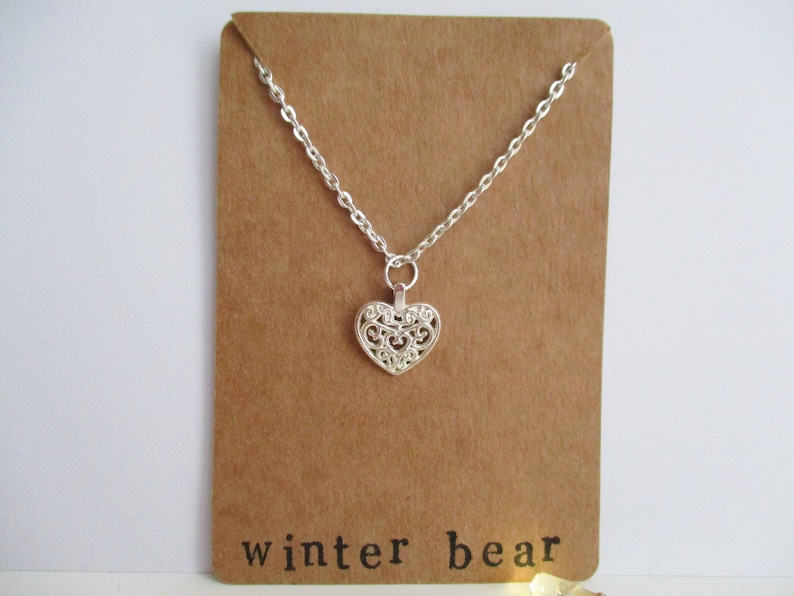 Christmas Friend Gift Heart Necklace Loved One Sister Jewellery Love Custom Birthday Mum Jewelry Silver