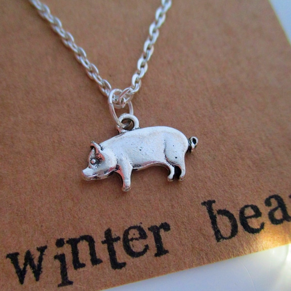 Collier de cochon personnalisé - Excentrique - Mignon - Cadeau végétalien - Argent - Bijoux - Bijoux - Anniversaire - Noël - Cadeau - Ami - Bien-aimé