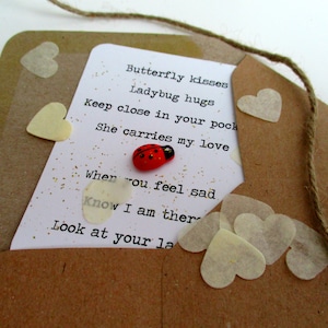 Ladybug hugs - Missing You - I Love You - Gift - Sending A Hug - Ladybird - Birthday - Mum - Daughter - Grandparent - Nan - Grandma - Poem